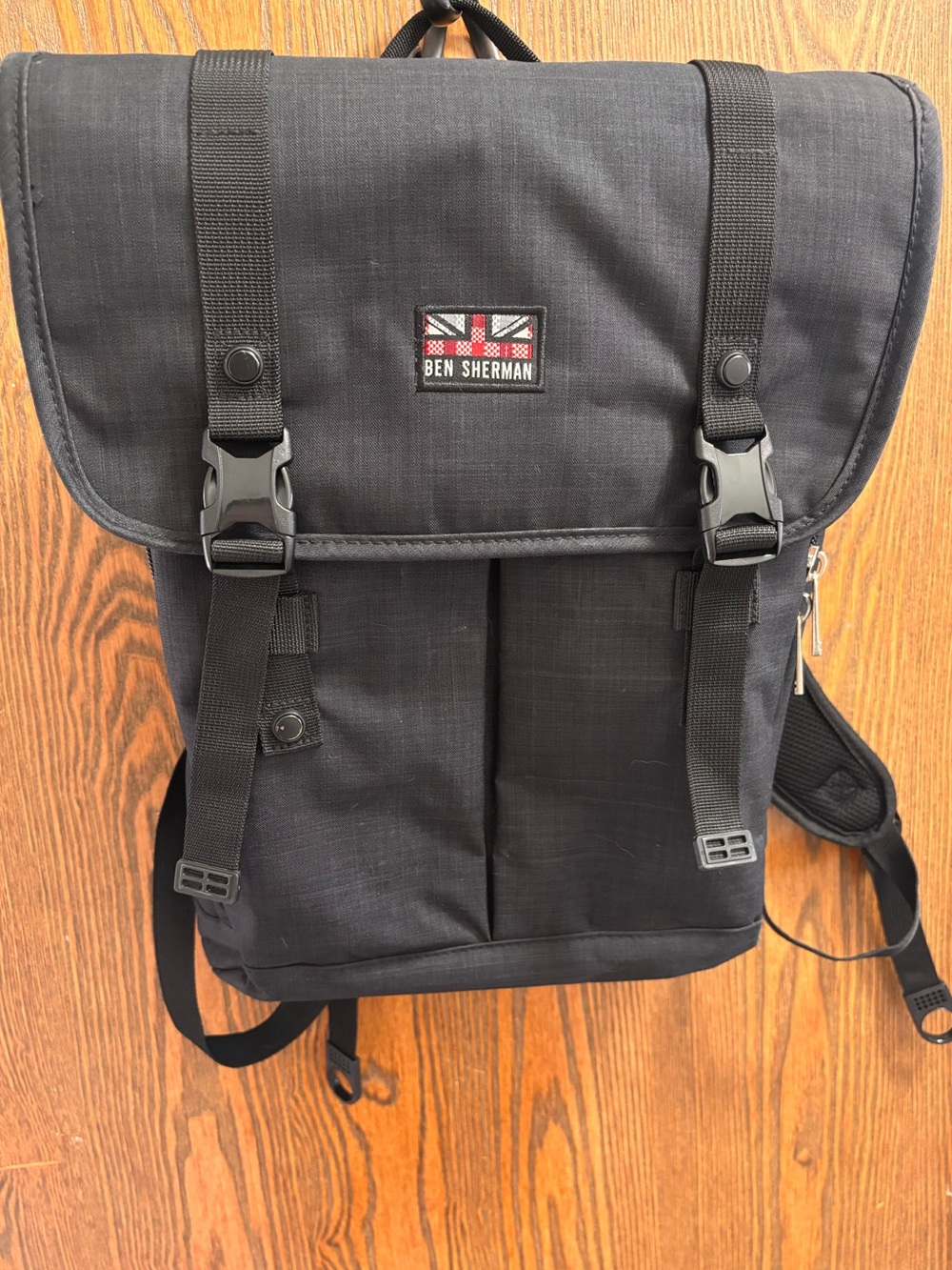 Ben Sherman Black Roll Top Backpack Laptop Bag